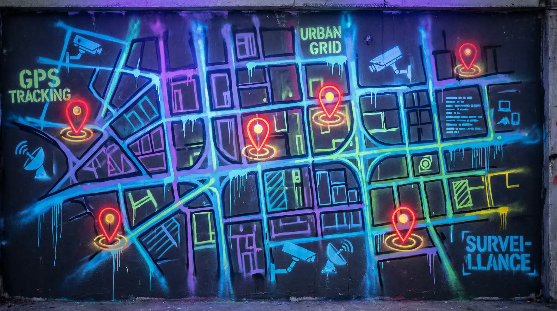 缓慢而有力的往里挺送总裁 狗仔追踪地图 - 城市涂鸦风格